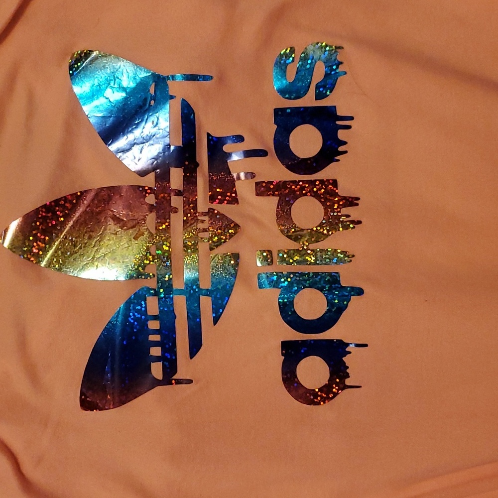 Adidas Women's One Piece Orange Bodysuit w/multicolor Logo Top - Picture 2 of 7